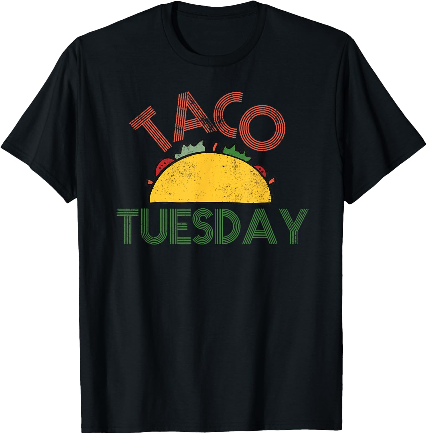 Taco Tuesday Fun Distressed Food Shirt T-Shirt - T-Shirt | Black