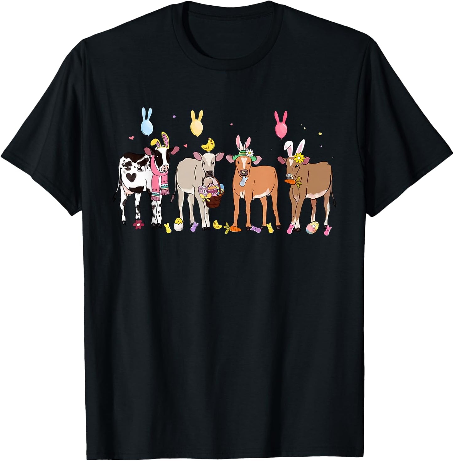 Happy Easter Highland Cow Heifer Easter Day Farmer Cowgirl T-Shirt - T-Shirt | Black
