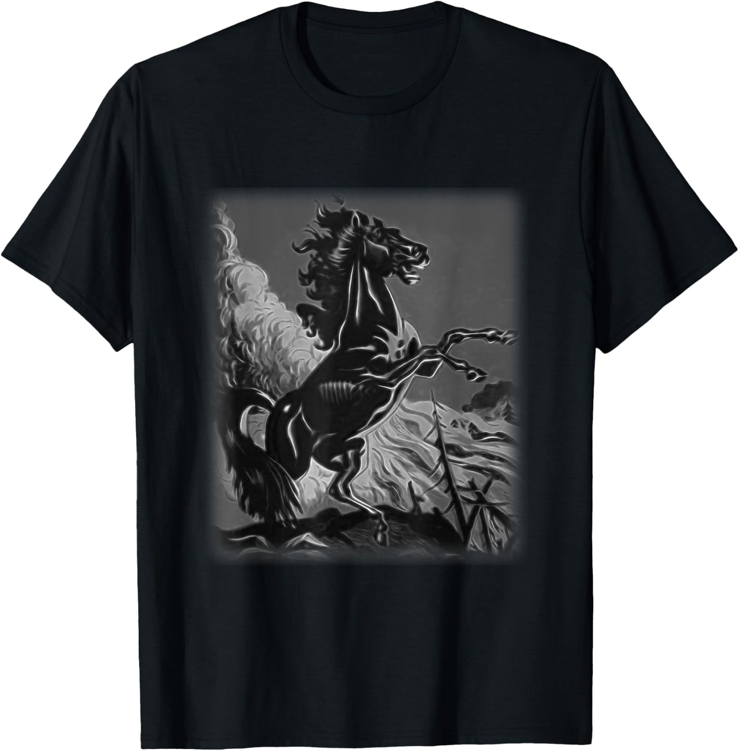 Black Horse Shirt, Rearing Stallion for Horse Lovers T-Shirt - T-Shirt | Black