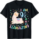 9th Birthday I Am 9 Years Old And Llamazing Llama Girl Teens T-Shirt - T-Shirt | Black
