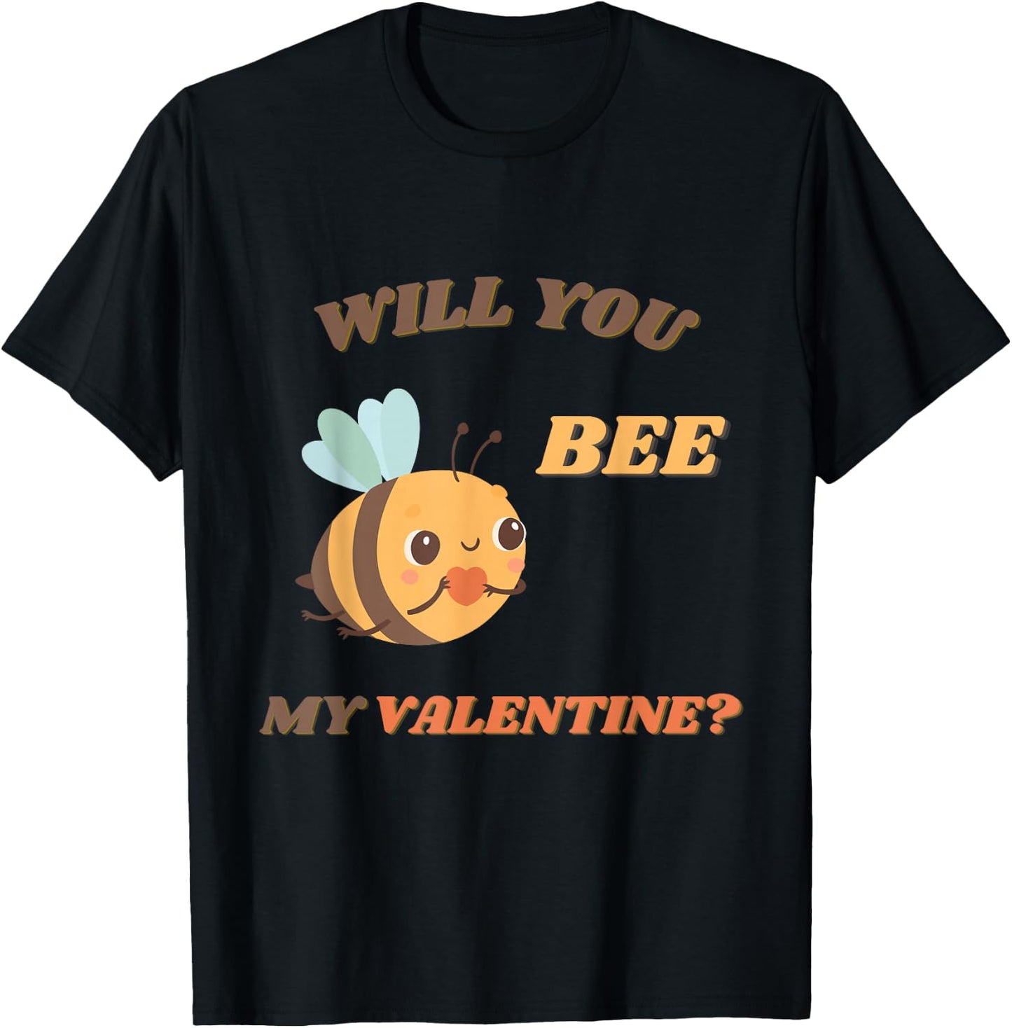 Will you bee my Valentine? Funny and Cute Valentines Day Bee T-Shirt - T-Shirt | Black