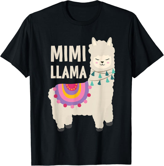 Mimi Llama Mimi Of The Birthday Llama Party Family T-Shirt - T-Shirt | Black