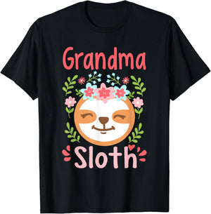 Grandma Sloth Mom Mother Mother's Day Sloth Lover T-Shirt - T-Shirt | Black