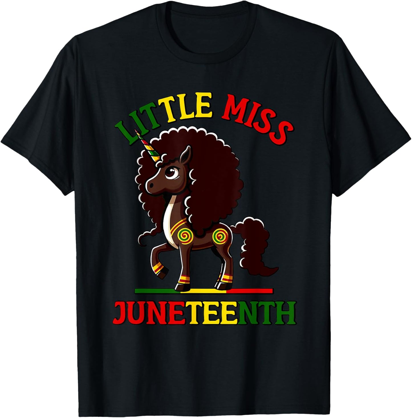 Little Miss Juneteenth 2025 Unicorn T-Shirt - T-Shirt | Black