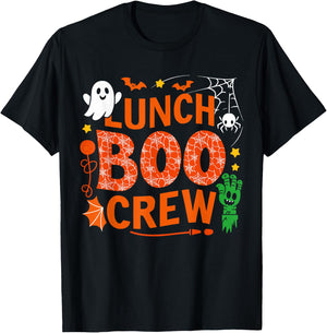 Lunch Lady Boo Crew Cafeteria Halloween Costume Matching T-Shirt - T-Shirt | Black