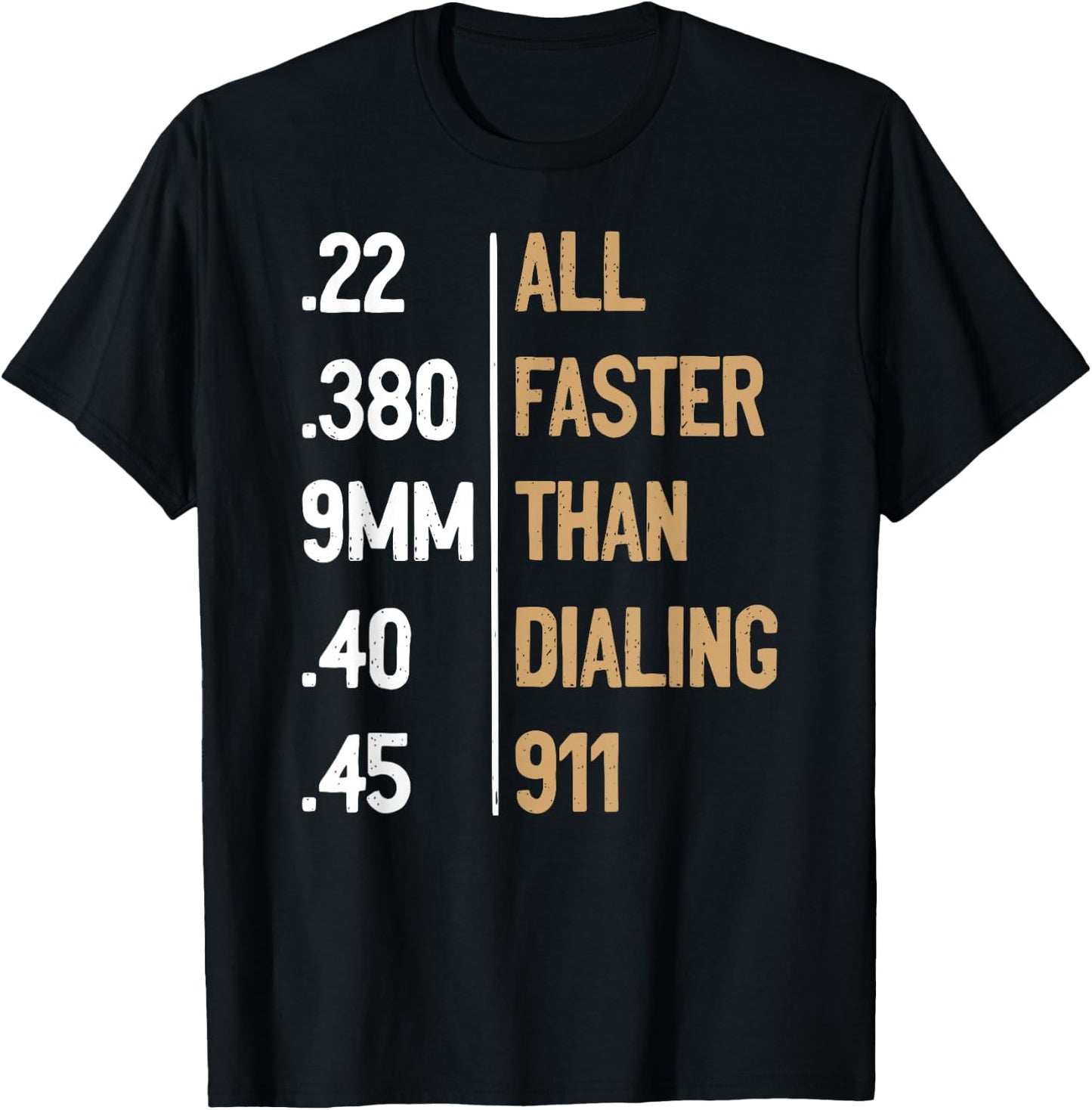 All Faster Than Dialing 911 Gun Ammo Lovers Gift Sarcastic T-Shirt - T-Shirt | Black