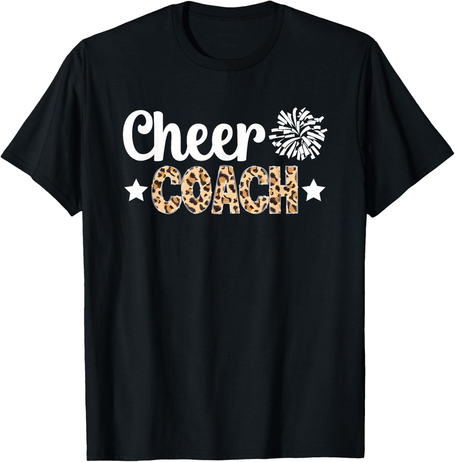 Cheer Coach Leopard Cheerleader Coach Cheerleading Coach T-Shirt - T-Shirt | Black