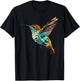 Geometrischer Kolibri abstrakter polygonaler Vogel T-Shirt - T-Shirt | Black
