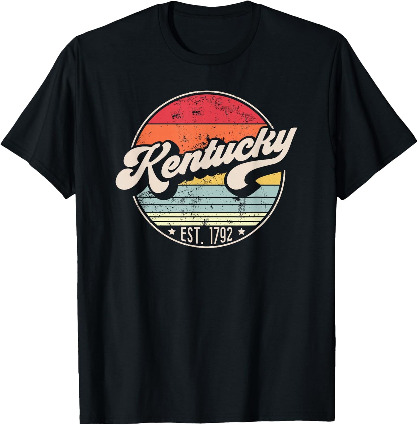 Retro Kentucky Home State KY Cool 70s Style Sunset T-Shirt - T-Shirt | Black