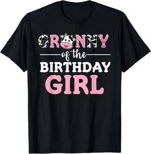 Granny of The Birthday Girl Shirt Farm Cow Grandma Gigi 1st T-Shirt - T-Shirt | Black