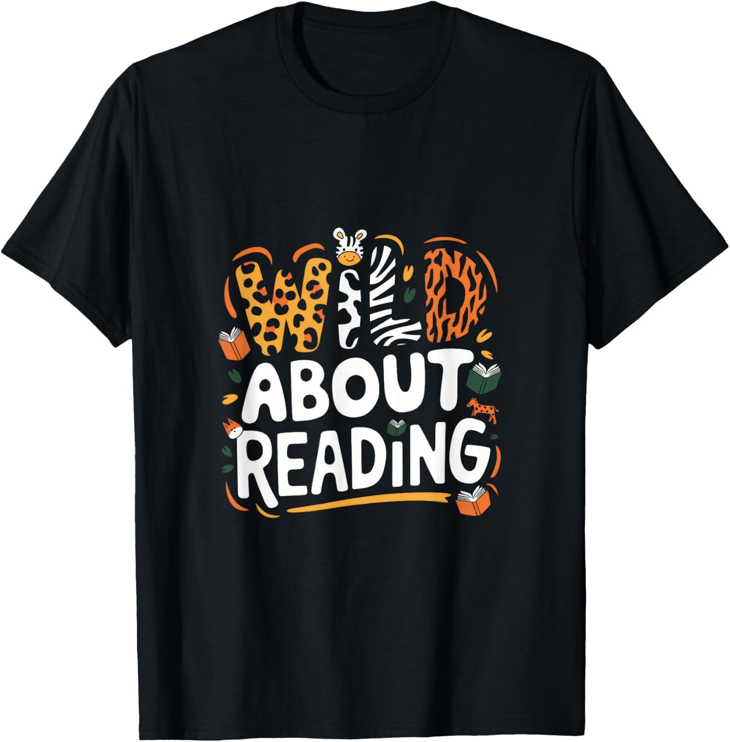 Wild About Reading - Wild About Reading Bookworm T-Shirt - T-Shirt | Black