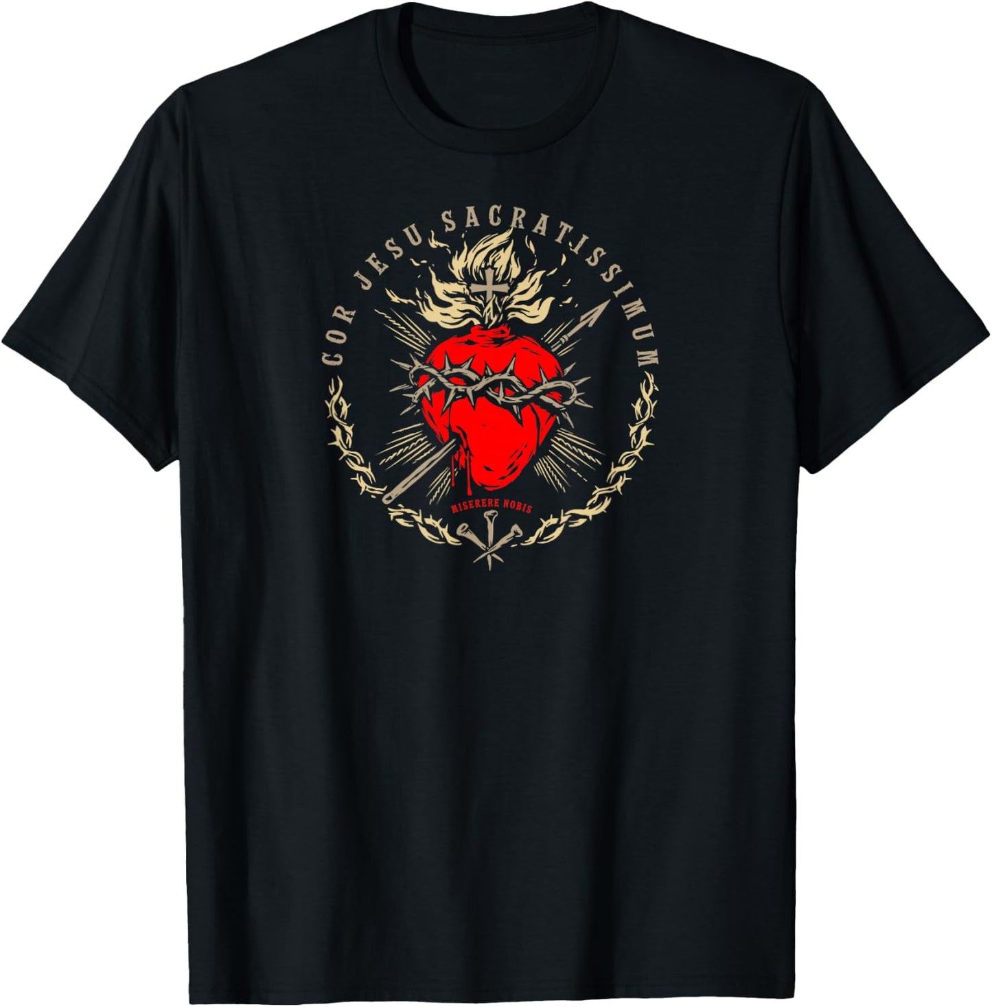 Cor Jesu Sacratissimum Miserere Nobis Sacred Heart of Jesus T-Shirt - T-Shirt | Black