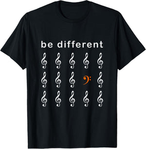Bass Clef Musician Be Different T-Shirt - T-Shirt | Black