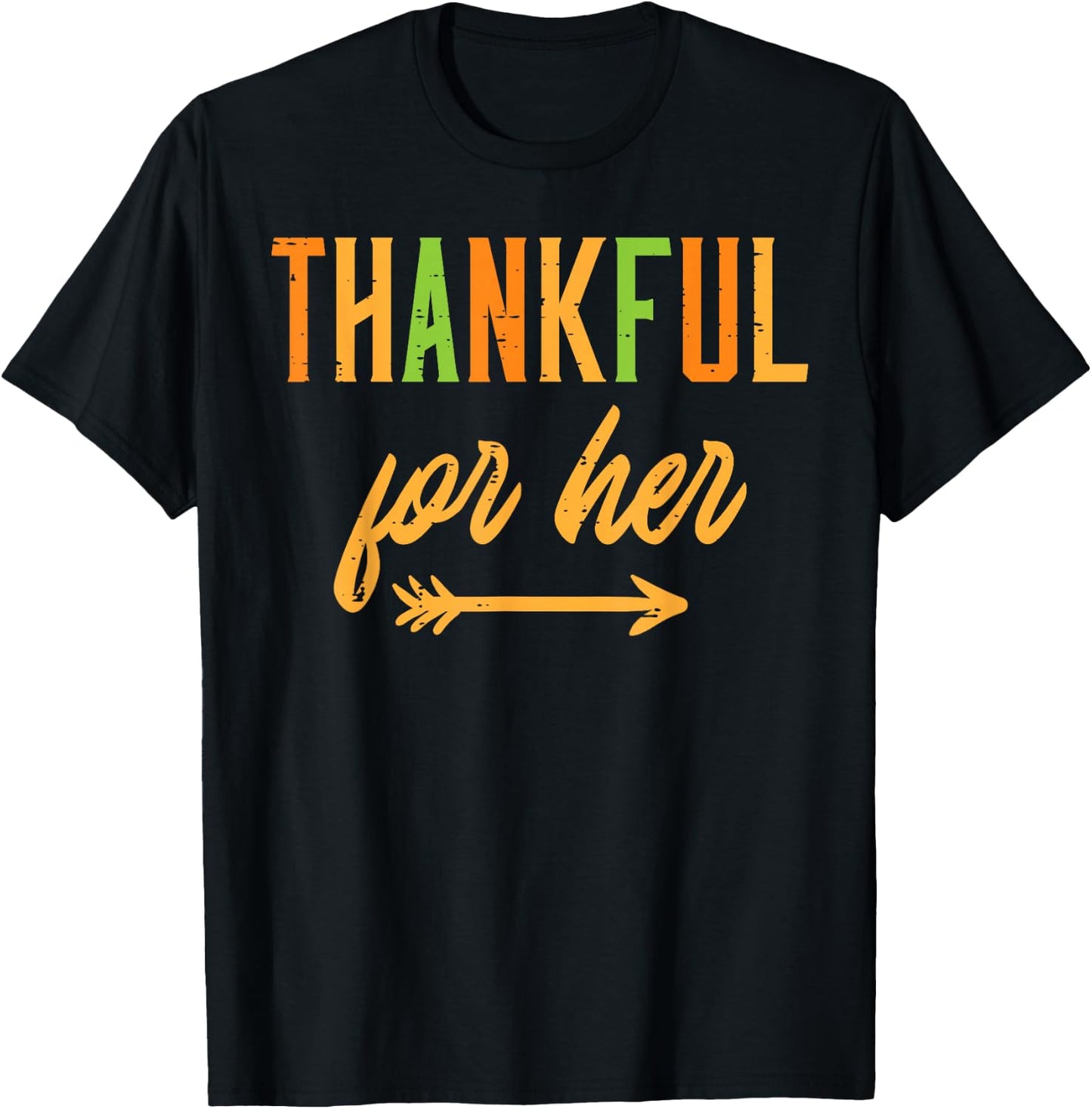 Thanksgiving Thankful Matching Couple Autumn Men T-Shirt - T-Shirt | Black