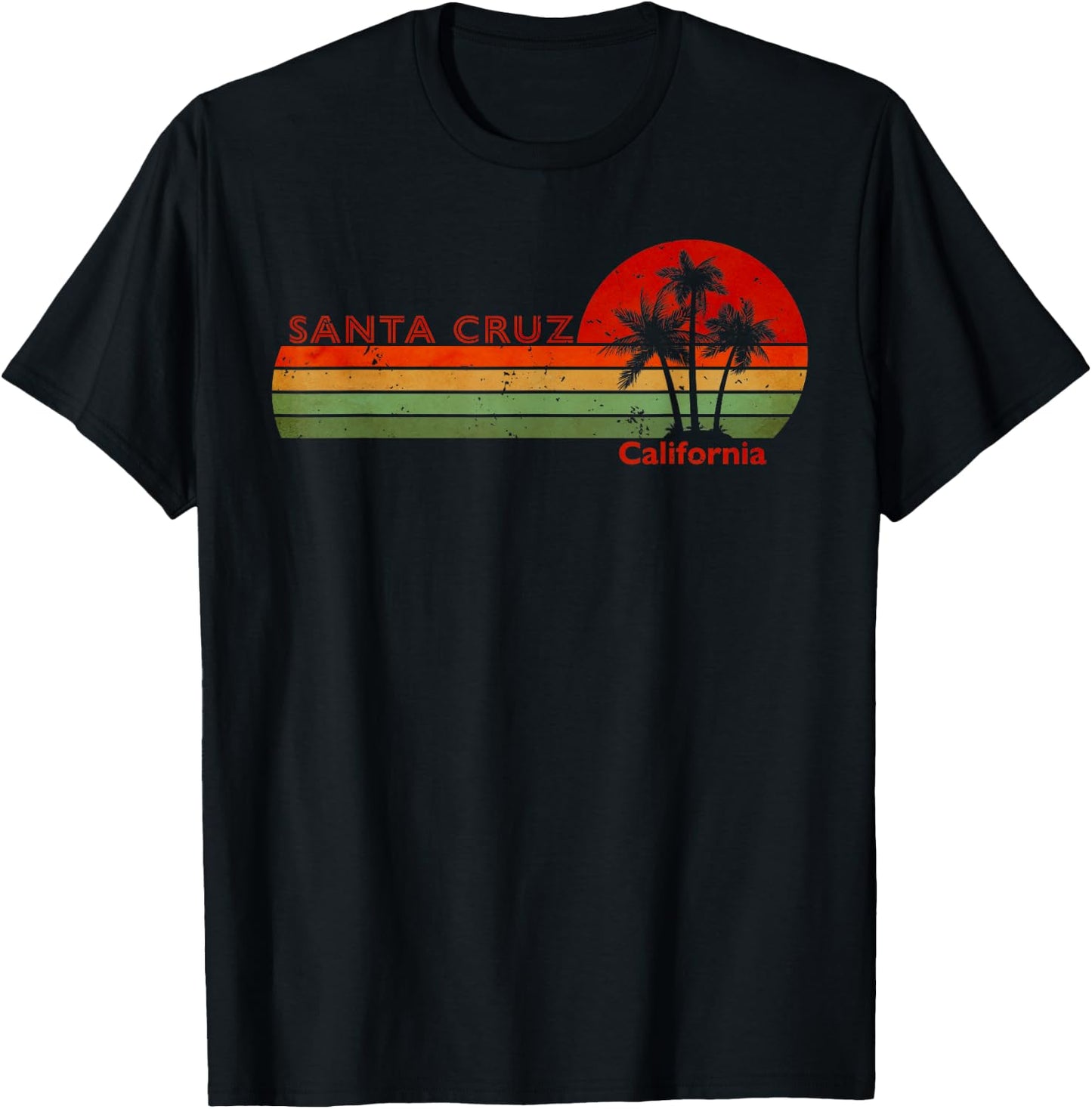 Santa Cruz California Retro Sunset Vintage , black T-Shirt - T-Shirt | Black
