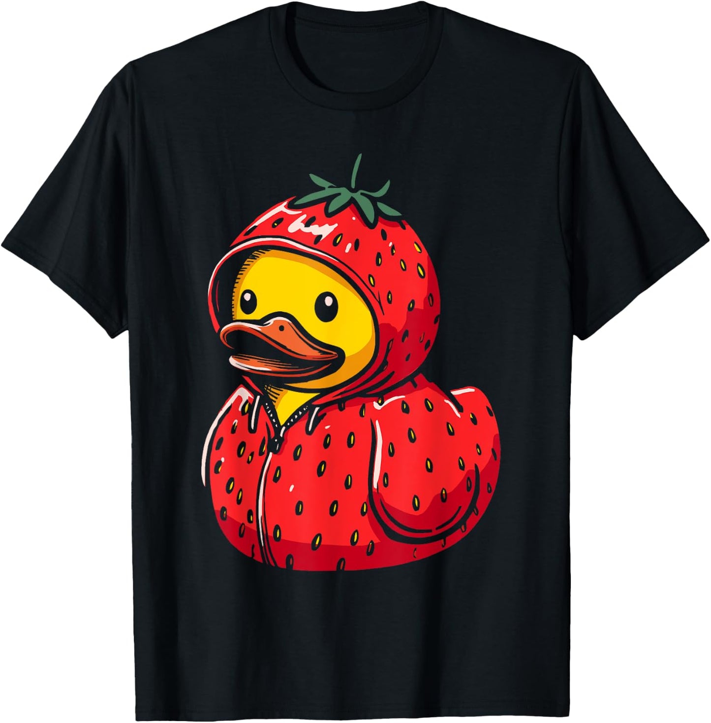 Strawberry Rubber Duck Strawberry Duckling T-Shirt - T-Shirt | Black