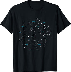 Astronomy T Shirt Star Constellation Sky Map T-Shirt - T-Shirt | Black