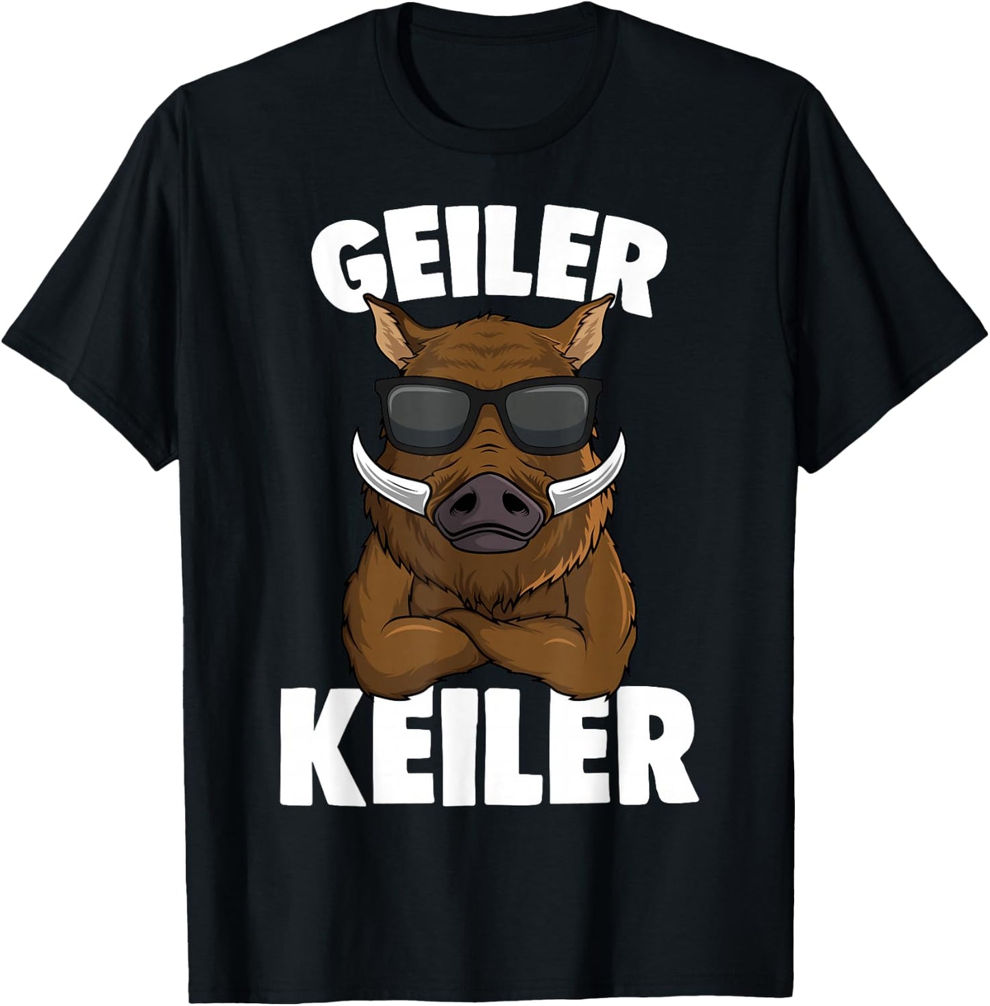 Men's Wild Boar Hunter , Green T-Shirt - T-Shirt | Black