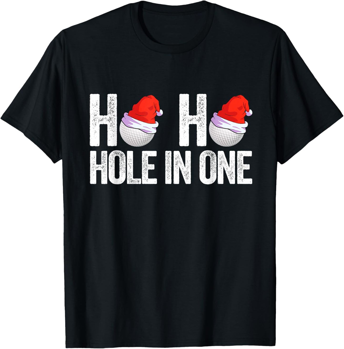 Golf Ball Christmas Golfing Santa Hat Golf Gift Golfer T-Shirt - T-Shirt | Black
