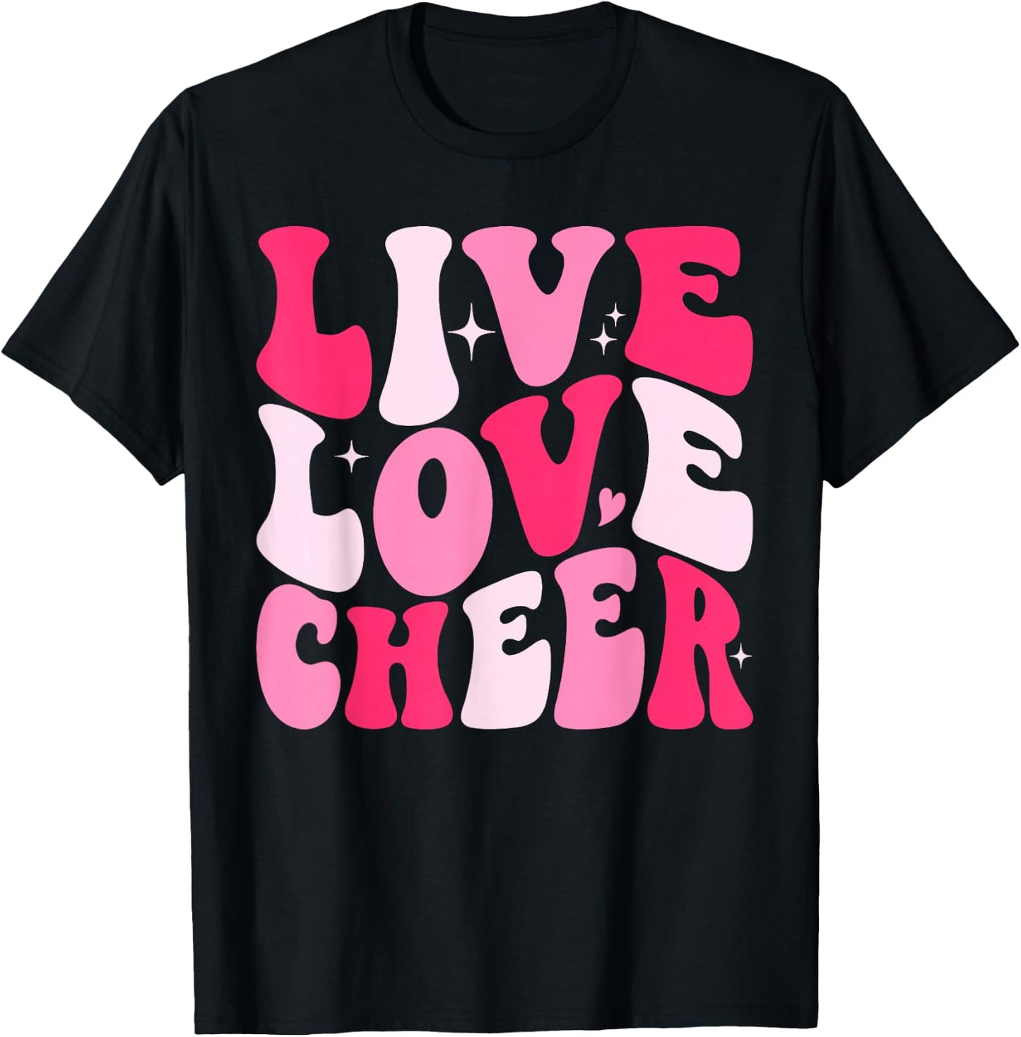 Live Love Cheer Cheerleading Cheerleader Women Teen Girls T-Shirt - T-Shirt | Black
