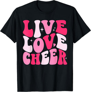 Live Love Cheer Cheerleading Cheerleader Women Teen Girls T-Shirt - T-Shirt | Black