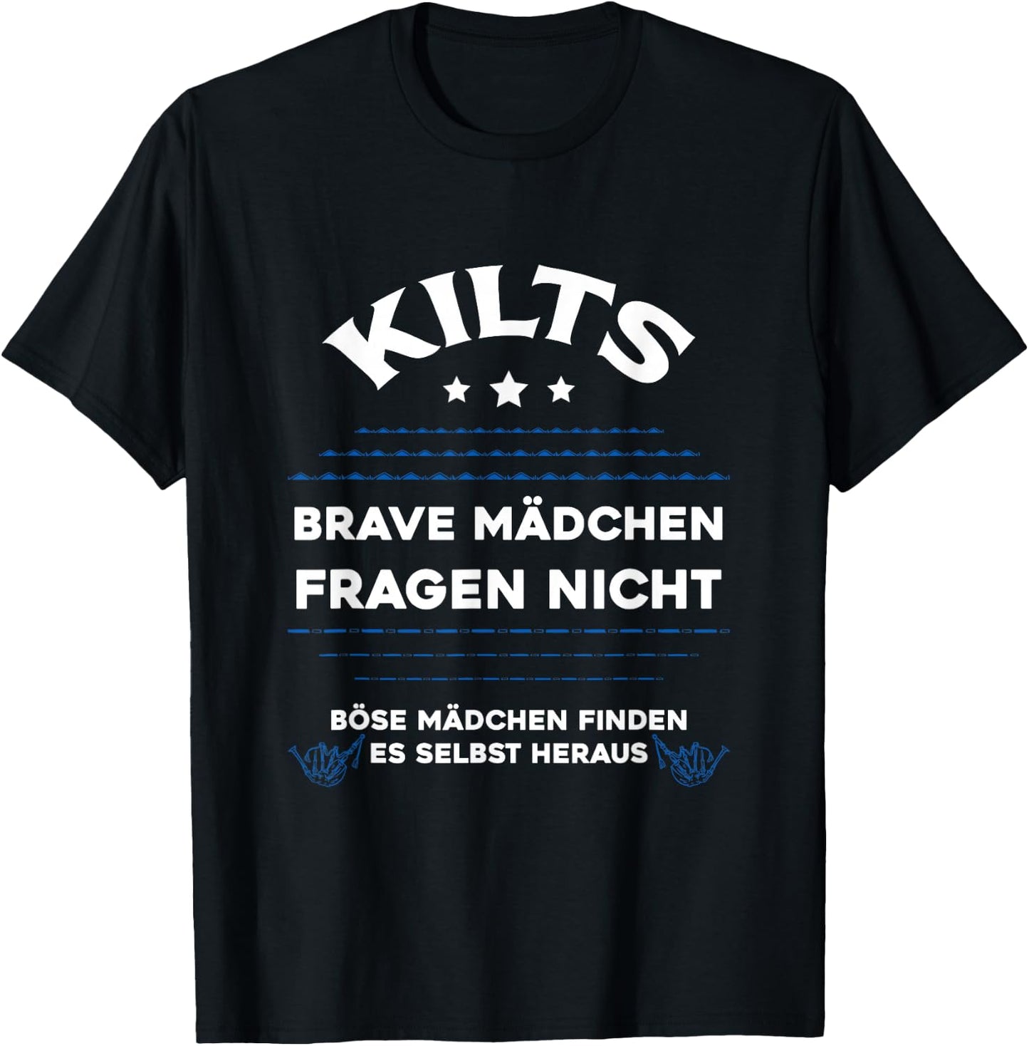 Kilts Brave Girls Kilt Scotland Tartan , black T-Shirt - T-Shirt | Black