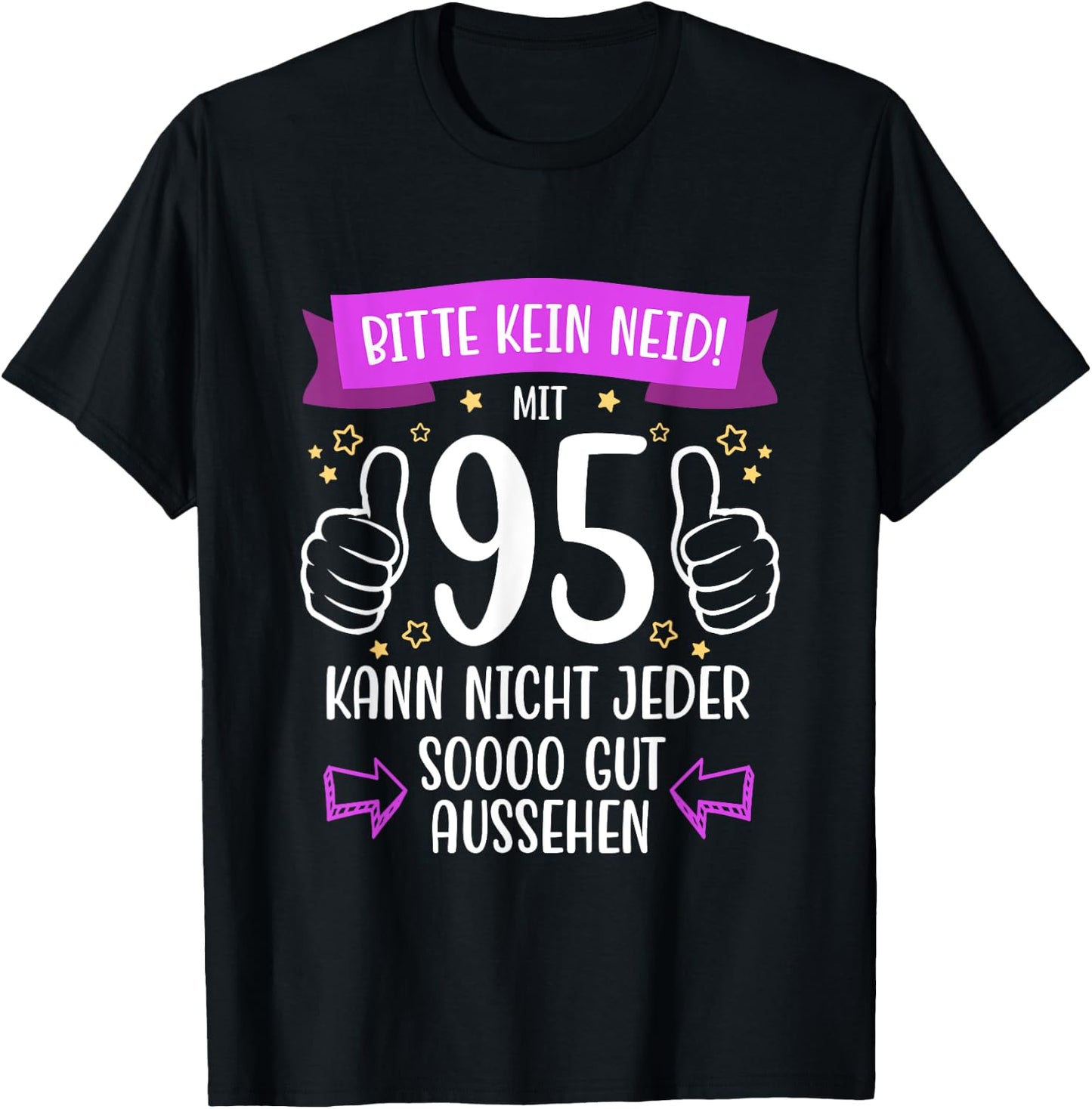 Decorative 95th Birthday Woman Man Gift Box Funny 95 Years , black, s T-Shirt - T-Shirt | Black