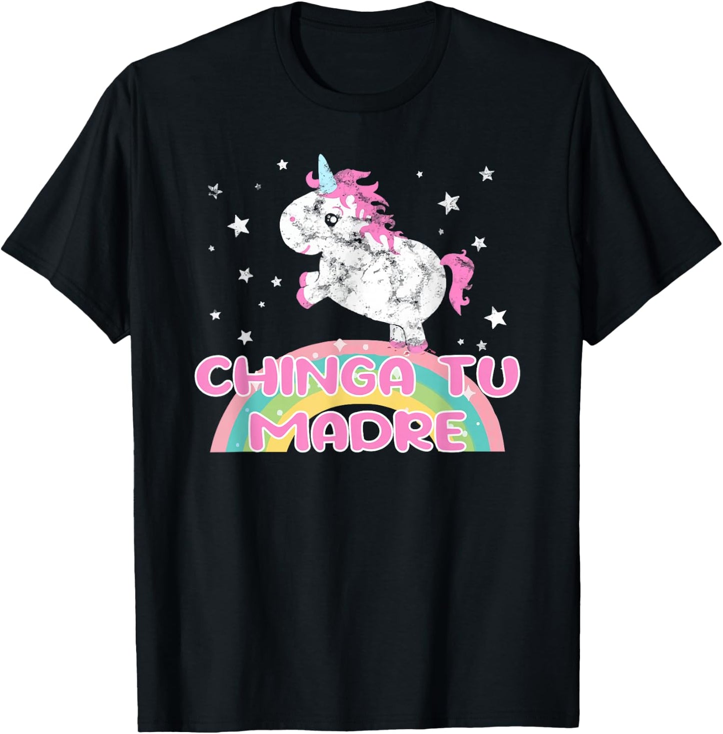 Chinga Tu Madre Rainbow Unicorn Funny Quotes Sayings Humor T-Shirt - T-Shirt | Black