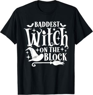 Baddest Witch On The Block Shirt Funny Halloween T-Shirt - T-Shirt | Black