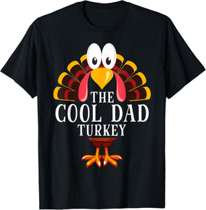 Thanksgiving The Cool Dad Turkey Matching T-Shirt - T-Shirt | Black