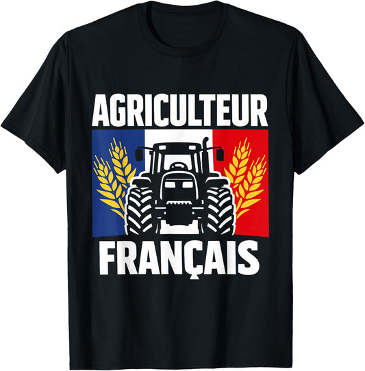 Agriculteur Français Fierté Métier Cadeau Paysan France T-Shirt - T-Shirt | Black