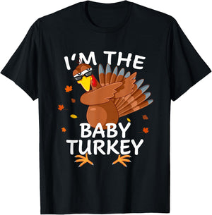 Family Thanksgiving Matching Kids Pjs & Gifts Baby Boys Black Thanksgiving Baby Turkey T-Shirt - T-Shirt | Black