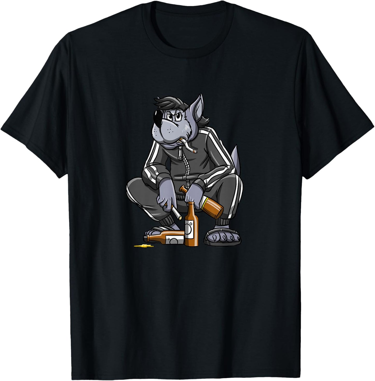 Russischer Gopnik Russenhocke Nu Pogodi Wolf Russian T-Shirt - T-Shirt | Black