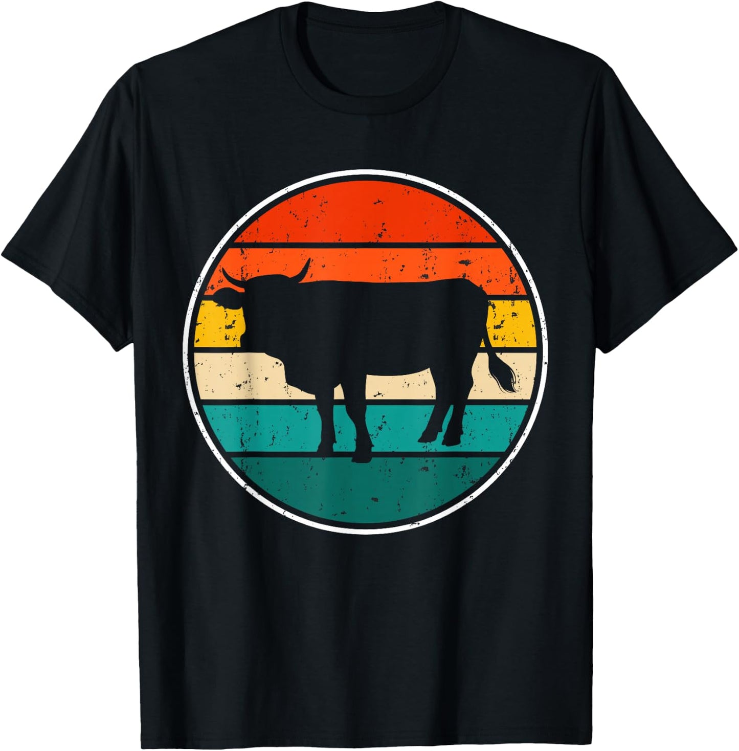 Cow Sunset Vintage T-Shirt - T-Shirt | Black