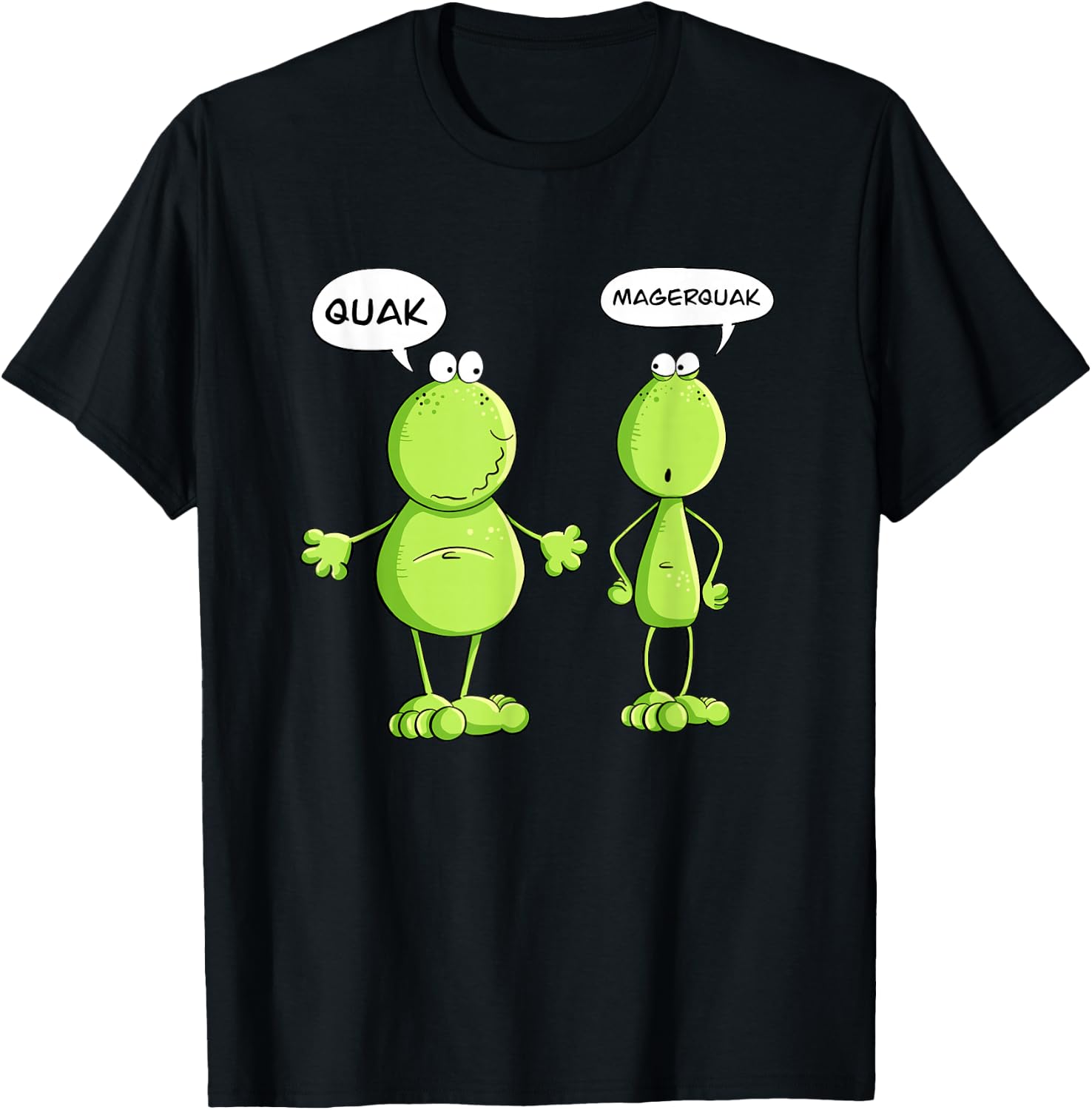 Quak and Magerquak Frog I Statement Word Game I Fun , black T-Shirt - T-Shirt | Black