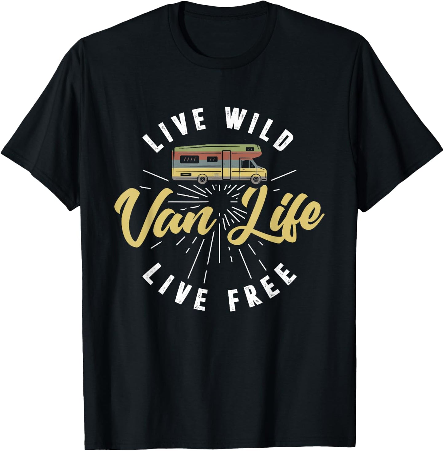 Van Life Retro Vintage Van Dwellers T-Shirt - T-Shirt | Black