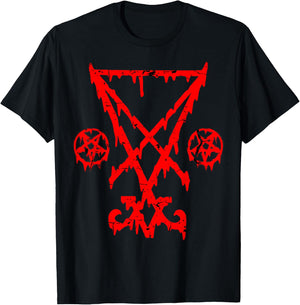 Lucifer Sigil Pentagram Devil Satanic Pentacle Gothic Satan T-Shirt - T-Shirt | Black