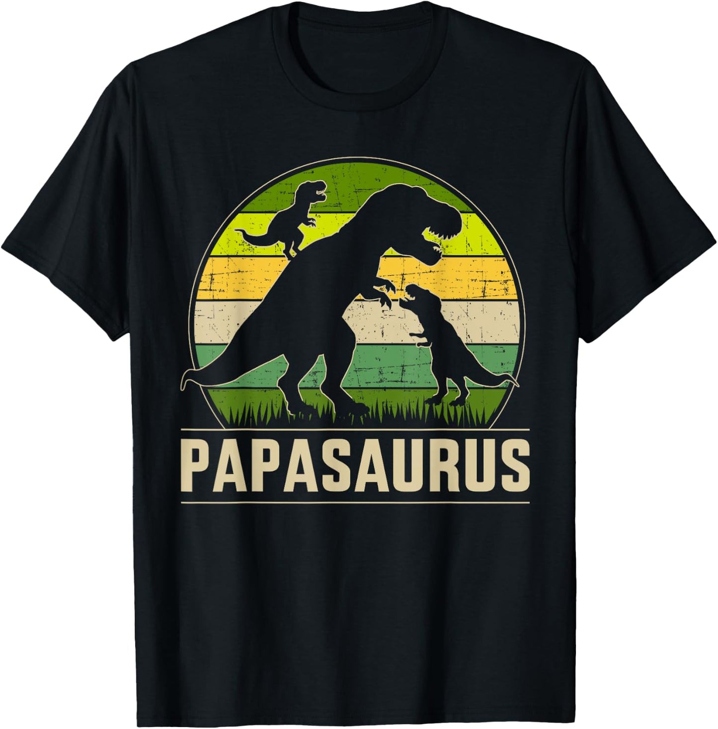 Papasaurus zwei Kinder für Papa zum Vatertag Weihnachten T-Shirt - T-Shirt | Black