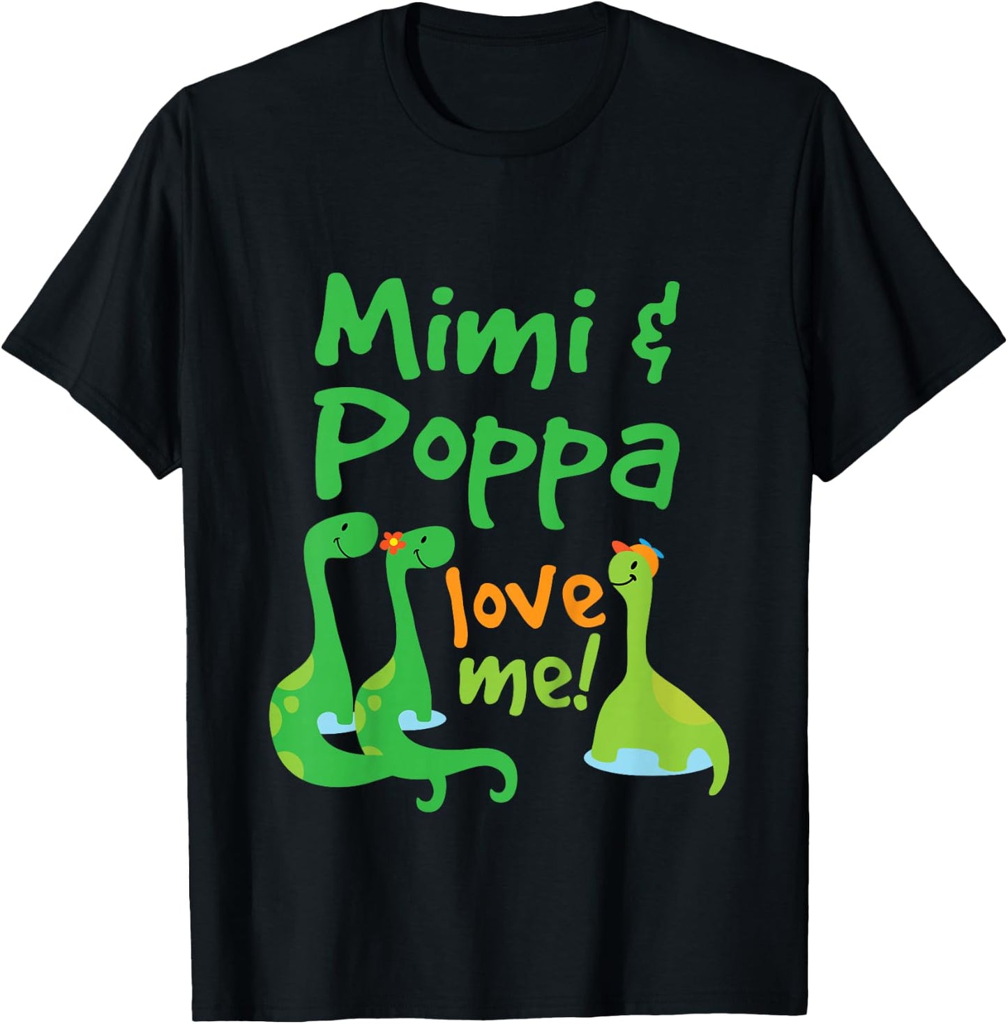 Kids Mimi And Poppa Love Me Grandson Dinosaurs T-Shirt - T-Shirt | Black