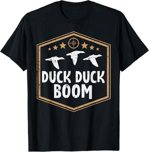 Duck Boom Waterfowl Hunting Funny Hunter Men Women Kids T-Shirt - T-Shirt | Black