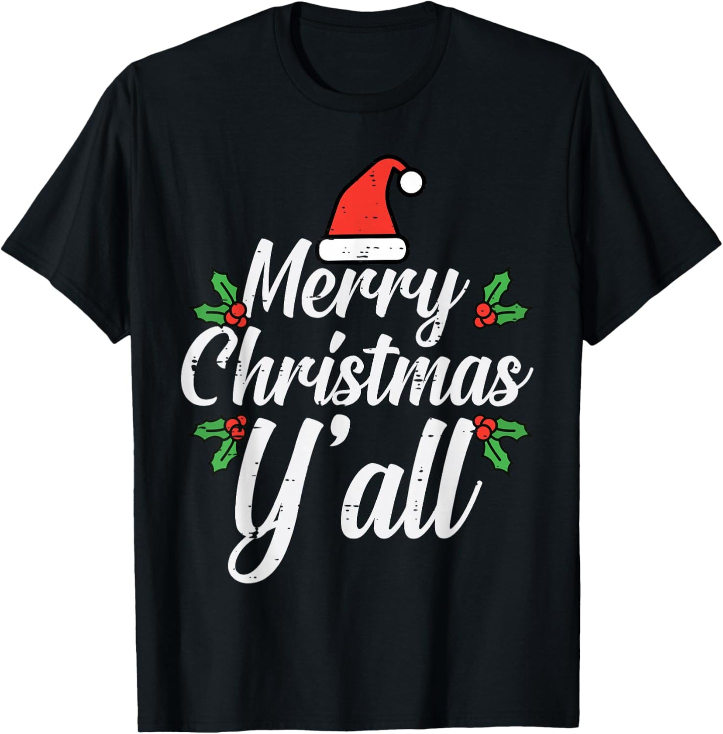 Merry Christmas Y'All Christmas Xmas Men Women Kids Boys T-Shirt - T-Shirt | Black