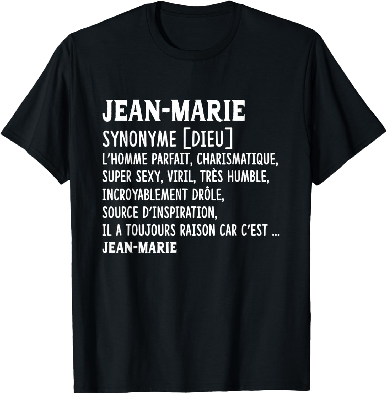 Man Humor Name Custom Jean-Marie Definition , Black, S T-Shirt - T-Shirt | Black