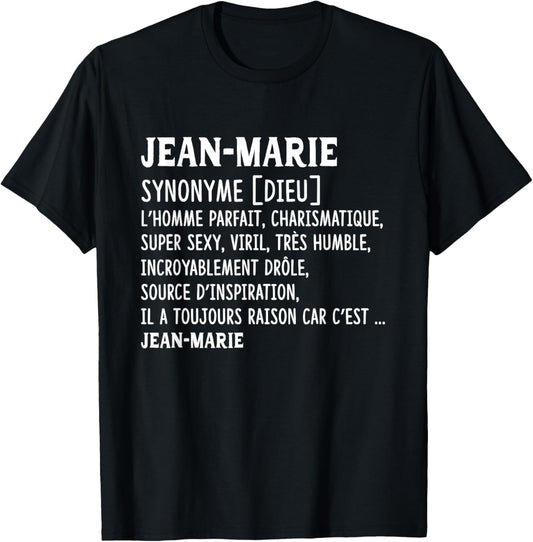 Man Humor Name Custom Jean-Marie Definition , Black, S T-Shirt - T-Shirt | Black