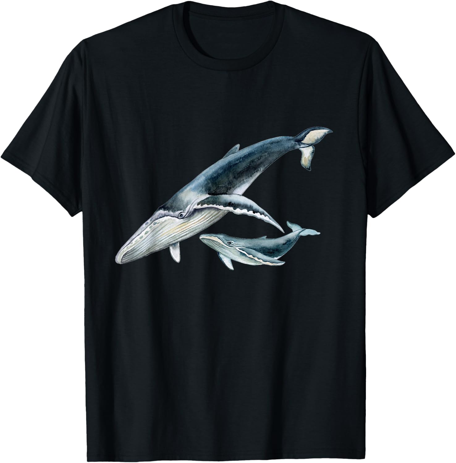 #snirt Blauwal mit Kalb Wal Buckelwal Baby Wal T-Shirt - T-Shirt | Black