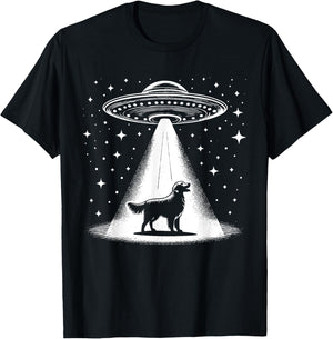 Golden Retriever Mom Dad Dog - Funny Alien UFO Women T-Shirt - T-Shirt | Black