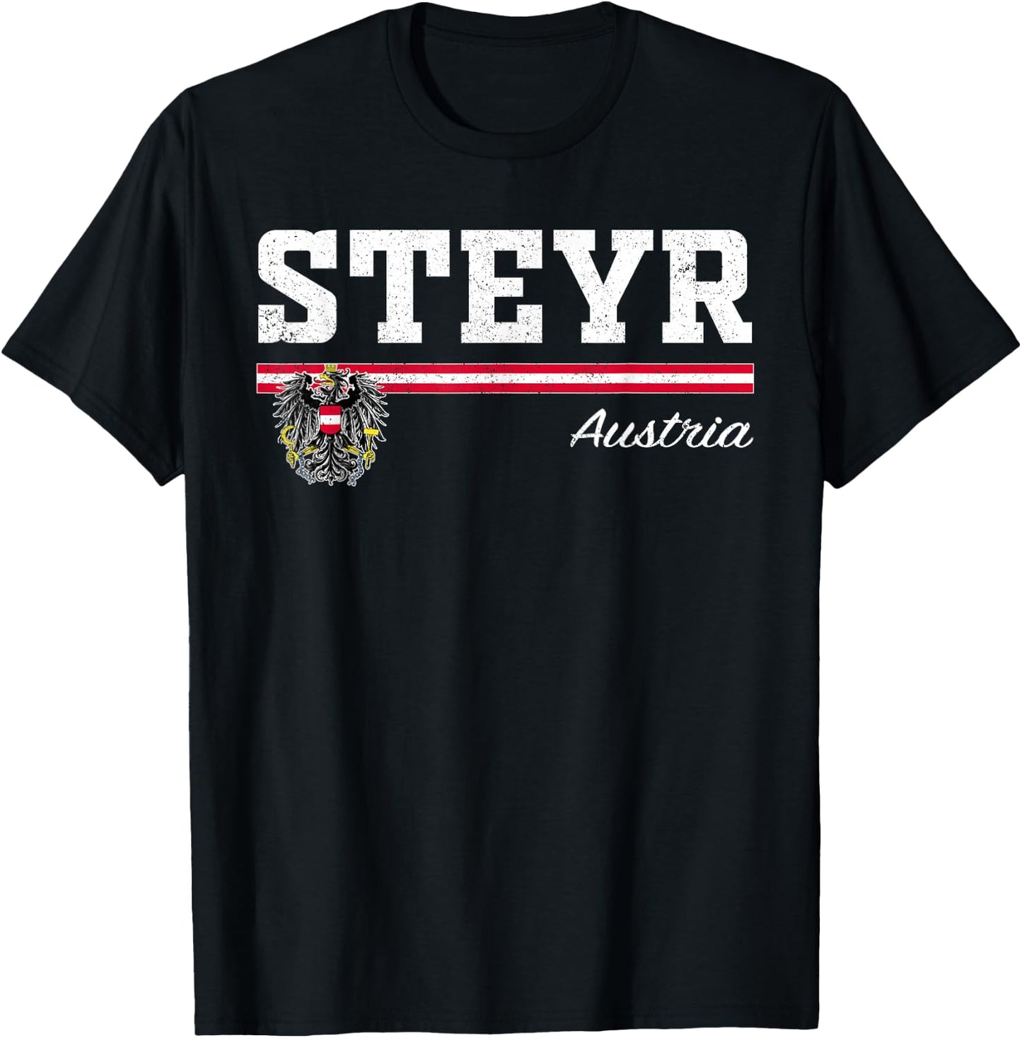 Steyr Austria / Austria , black T-Shirt - T-Shirt | Black