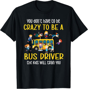 Crazy School Bus Driver School Bus Driving T-Shirt - T-Shirt | Black
