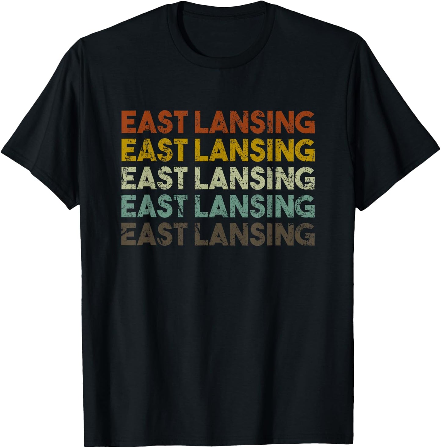 Retro East Lansing Michigan Vintage T-Shirt - T-Shirt | Black