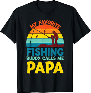 My Favorite Fishing Buddy Calls Me Papa fisherman dad men T-Shirt - T-Shirt | Black