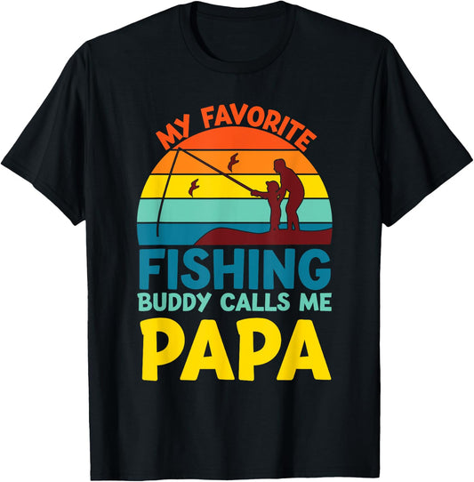My Favorite Fishing Buddy Calls Me Papa fisherman dad men T-Shirt - T-Shirt | Black